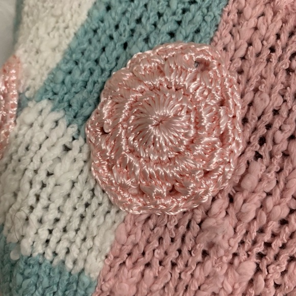 Abstract Color block Crotched Knit Long Sleeve Sweater Woman’s Size Medium nwot - Picture 3 of 10